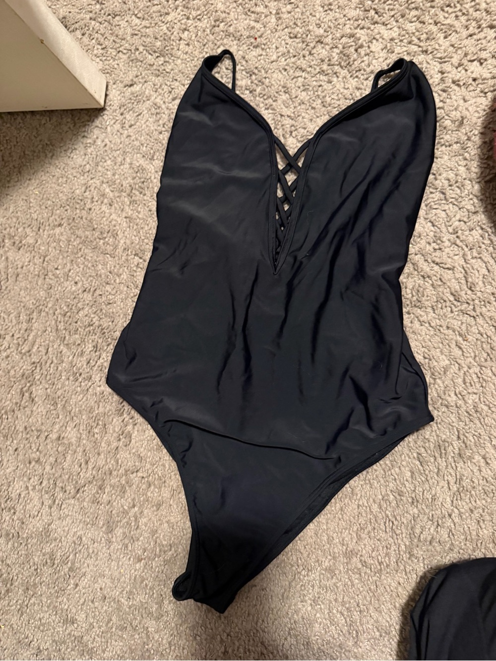 Hollister Black One-Piece Swimsuit with Crisscross V-Neck